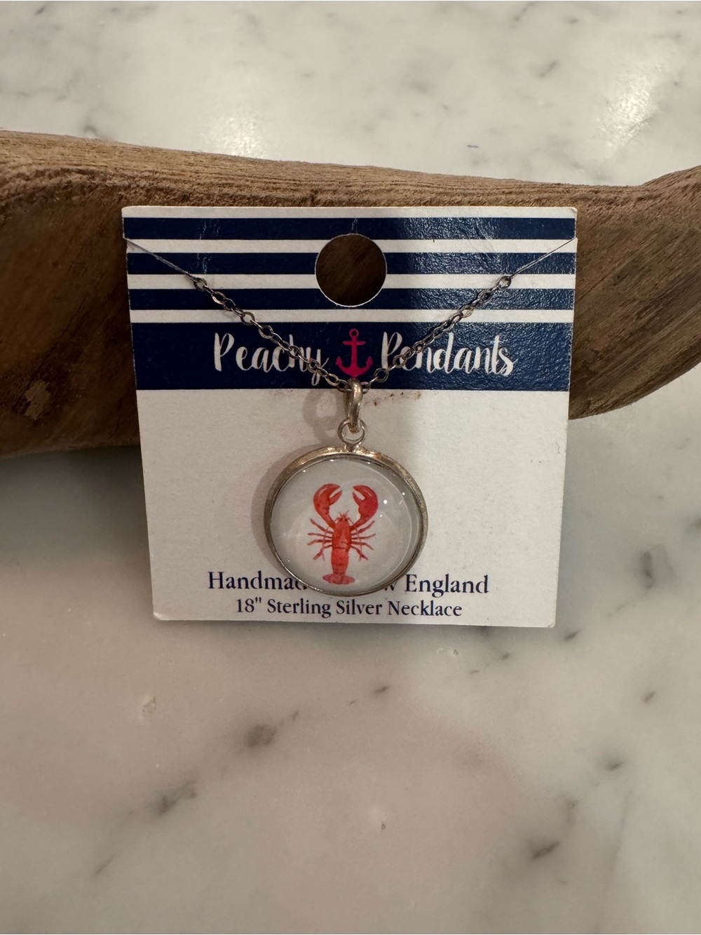 Peachy Pendants Sterling Silver Lobster Pendant Necklace - Red & Silver